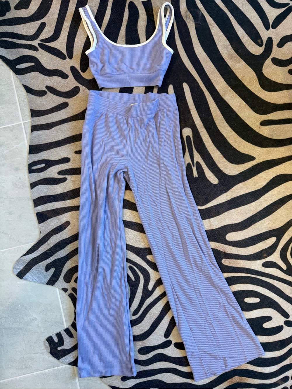 Z Supply Lavender Ribbed Wide-Leg Pants